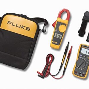 Fluke 117/323 Kit Multimeter and Clamp Meter Combo Kit For Residential And Commercial Electricians, AC/DC Voltage, AC Current 400 A, Includes Test Leads, TPAK And Carrying Case