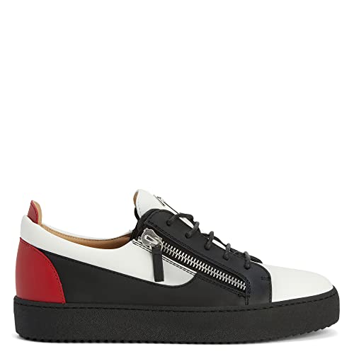 Giuseppe Zanotti, Frankie Red Patent Leather Details Low-Top Sneakers, 8, White