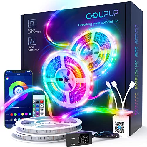 GUPUP 100 FT LED Strip Lights,Rope Lights,Bluetooth APP Control,Color Changing Light Strip,Lights sync with Music,para cuarto,LED Lights for Bedroom...