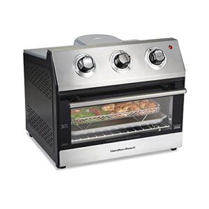 Hamilton Beach 31222 Air Fryer Countertop Toaster Oven, Includes Bake, Broil, and Toast, Fits 12” Pizza, 1800 Watts, 5 Cooking Modes, Black & Stainless Steel