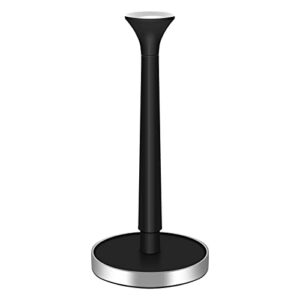 Kitsure Paper Towel Holder for Countertop - Black Paper Towel Holder with Anti-Slide Pad & Weighted Base, Assembly-Free Paper Towel Stand for Kitchen