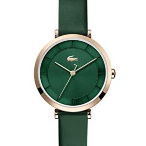 Lacoste Geneva Women's Quartz Stainless Steel and Leather Strap Casual Watch, Color: Green (Model: 2001138)