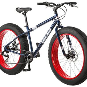 Mongoose Dolomite Mens Fat Tire Mountain Bike, 26-inch Wheels, 4-Inch Wide Knobby Tires, 7-Speed, Steel Frame, Front and Rear Brakes, Navy Blue