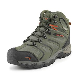 NORTIV 8 Men's 160448_M Olive Green Black Orange Ankle High Waterproof Hiking Boots Outdoor Lightweight Shoes Trekking Trails Size 10 M US