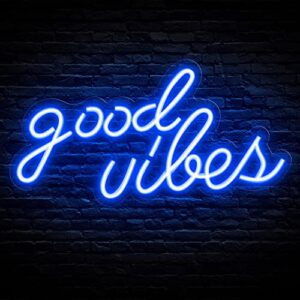 Olekki Blue Good Vibes Neon Sign - LED Neon Signs for Wall Decor, Neon Lights for Bedroom, Neon Wall Signs (16.1 x 8.3 inch)