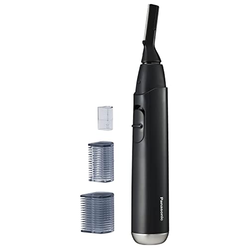 Panasonic Facial Hair Trimmer for Sensitive Skin, Unisex Detailer with Flexible Head, Gentle on Acne, Includes 2 Eyebrow Attachments, Wet/Dry - ER-GM40-K (Black)