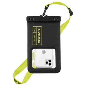 Pelican Marine - IP68 Waterproof Phone Pouch / Case (XL Size) - Floating Waterproof Phone Case - iPhone 14 Pro Max/ 13 Pro Max/ 12 Pro Max/ 11/ S22 Ultra/ Pixel 7 - Detachable Lanyard - Black/Yellow