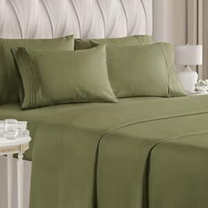 Queen Size Sheet Set - 6 Piece Set - Hotel Luxury Bed Sheets - Extra Soft - Deep Pockets - Easy Fit - Breathable & Cooling Sheets - Wrinkle Free - Green - Sage Green Bed Sheets - Queens Sheets - 6 PC