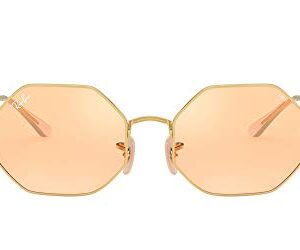 Ray-Ban RB1972 Octagon Evolve Polarized Sunglasses, Gold/Photochromic Orange Mirror Gold, 54 mm