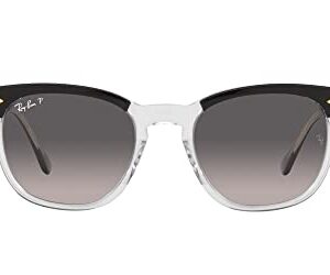 Ray-Ban RB2298F Hawkeye Low Bridge Fit Square Sunglasses, Black On Transparent/Grey Gradient Polarized, 54 mm