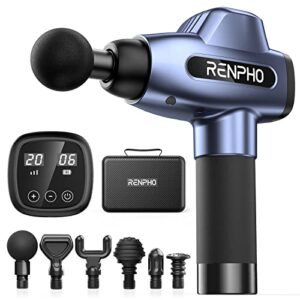 RENPHO C3 Percussion Massage Gun Deep Tissue, Professional Powerful Quiet Muscle Massage Gun for Athletes, 20 Speeds, Electric Body Massager Gun with Case,6 Massage Heads, Back Relaxation Gifts