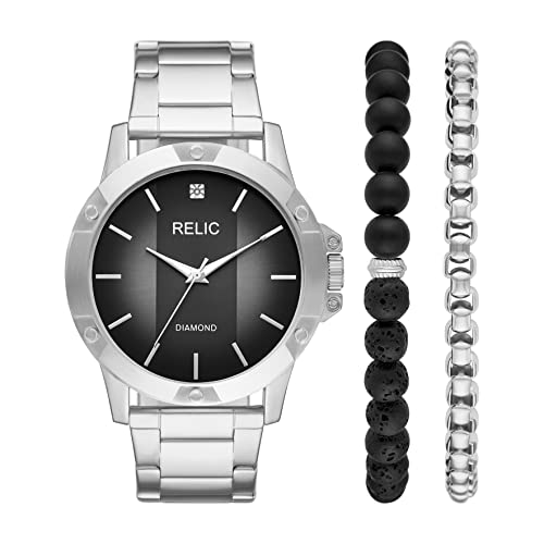 Rylan Three-Hand Silver Tone Metal Watch Gift Set with Bracelet Accessories (Model: ZR97004)