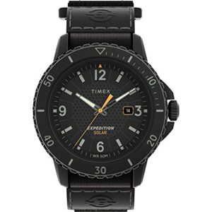 Timex Men's Expedition Gallatin Solar 45mm Watch – Black Dial Black Resin Case Black Fast Wrap Strap, Black FastWrap