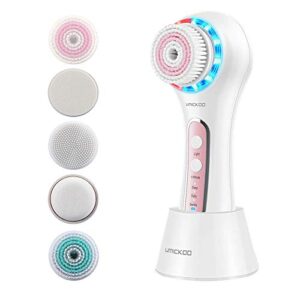 UMICKOO Facial Cleansing Brush,Rechargeable IPX7 Waterproof with 5 Brush Heads,Face Brush Use for Exfoliating, Massaging and Deep Cleansing (Multi)