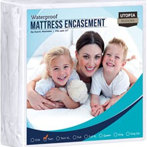 Utopia Bedding Zippered Mattress Encasement Twin - 100% Waterproof and Bed Bug Proof Mattress Protector - Absorbent, Six-Sided Mattress Cover