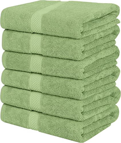 Utopia Towels [6 Pack Bath Towel Set, 100% Ring Spun Cotton (24 x 48 Inches) Medium Lightweight and Highly Absorbent Quick Drying Towels, Premium Towels for Hotel, Spa and Bathroom (Sage Green)