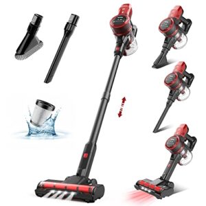 VacLife 25Kpa Cordless Stick Vacuum Cleaner - Cordless Vacuum Cleaner w/Strong Suction, Household Vacuum Cleaner for Carpet and Floor, 6-in-1 Wireless Vacuum w/LED Headlights, Red (VL732)