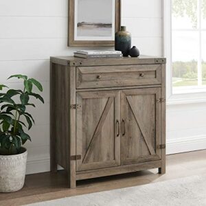 Walker Edison Cass Modern Farmhouse Double Barn Door Accent Cabinet, 30 Inch, Grey Wash