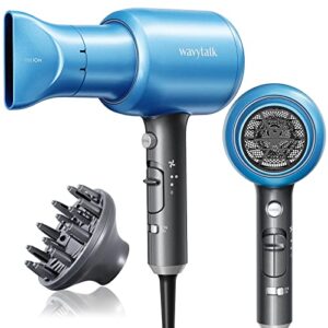 Wavytalk Professional Hair Dryer Blow Dryer with Diffuser and Concentrator for Curly Hair 1875W Ionic Salon Hair Dryer with Ceramic Technology Fasting Drying Light and Quiet