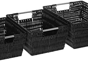 Whitmor Rattique Storage Baskets - Black - (3 Piece Set)