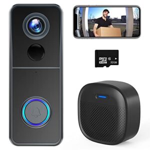 XTU WiFi Video Doorbell Camera, Wireless Doorbell Camera with Chime, 1080P HD, 2-Way Audio, Motion Detection, IP65 Waterproof, No Monthly Fees and 32GB SD Card Pre-Installed