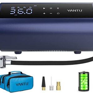 YANTU Cordless Tire Inflator Portable Air Compressor Air Pump For Car Tires,Tire Pump Battery Powered, Dual Cylinder 2X Inflation,tire pressure gauge with 8.3Inch Digital Screen for bicycle/Pickup/SUV