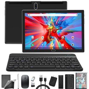 ZONKO Tablet 10 inch 4G Cellular Tablet PC with Dual Sim Card Slot, 4GB+64GB Storage(256GB Expand), Tablet with Keyboard Mouse Stylus, Octa-Core Processor,13MP Camera, WiFi, GPS(Black)