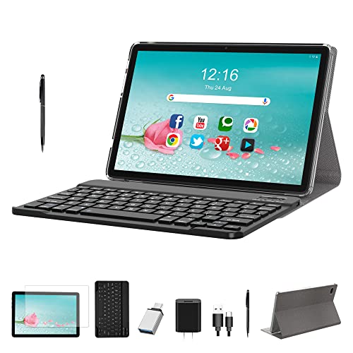 2023 Newest 2 in 1 Tablet, 10 inch Android 11, 128GB Storage+1TB Expand, 8 Core Android Tablet, 2.4g/5g Wifi, 13MP Dual Camera, with Keyboard, Case, Stylus, 7000mAh Battery, GPS, BT5.0, Parent control