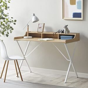 510 DESIGN Laurel Home Office Computer Desk for Small Spaces - Modern Wooden Top Writing Table with Sturdy Metal Legs, Living Room Furniture, Easy Assembly, 47" W x 23.5" D x 35" H, Natural/White