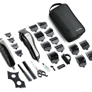 Andis 68135 Head-styler/Headliner Clipper & Trimmer Kit - Carbon-Steel, Complete Home Haircutting Kit, Prevents Razor Bumps - for Styling & Dry Shaving - 27 Pieces, Black