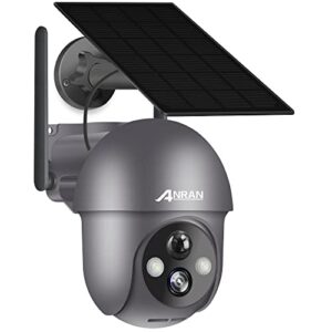 ANRAN Security Camera Wireless Outdoor with 360° View, 2K Solar Outdoor Camera with Smart Siren, Spotlights, Color Night Vision, PIR Human Detection, Pan Tilt Control, 2-Way Talk, IP65, Q1 Grey