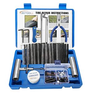 BETOOLL 89pcs Tire Repair Kits,Tire Plug Repair Tools for Car, Motorcycle, Jeep, RV, ATV,SUV, Truck, Trailer,Tractor, Lawn Mower