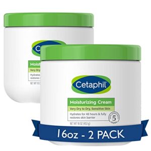 Body Moisturizer by CETAPHIL, Hydrating Moisturizing Cream for Dry to Very Dry, Sensitive Skin, NEW 16 oz 2 Pack, Fragrance Free, Non-Comedogenic, Non-Greasy