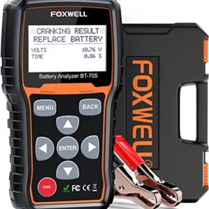 Car Battery Tester 12V 24V FOXWELL BT705, Battery Load Tester Alternator Automotive 100-2000 CCA Auto Cranking Charging System Checker Digital Battery Analyzer for Heavy Duty Truck Boat Motorcycle