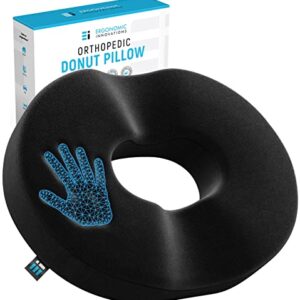 Donut Pillow for Tailbone Pain Relief Cushion, Hemorrhoid Pillows for Sitting, Donut Cushion for Postpartum Pregnancy, Butt Seat Cushion, Back, Coccyx, Sciatica, After Surgery Support (17.5 x 13.8”)