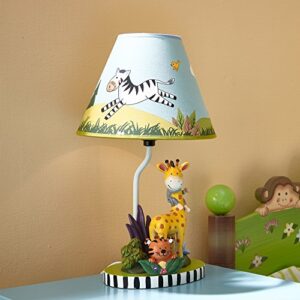 Fantasy Fields - Sunny Safari Animals Thematic Kids Table Lamp - Imagination Inspiring Hand Painted Details & Lead-Free Water-Based Paint for Kid's Bedroom - Giraffe & Monkey,Multicolor