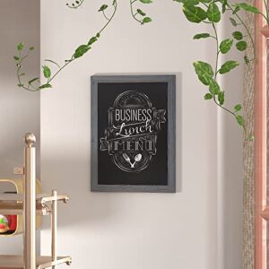 Flash Furniture Canterbury Wall Mount Magnetic Chalkboard Sign - Rustic Gray Finish - 18" x 24" - Vertical or Horizontal Hanging Message Board