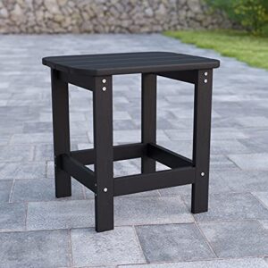 Flash Furniture Charlestown Poly Resin Adirondack Side Table - Black - All-Weather - Indoor/Outdoor