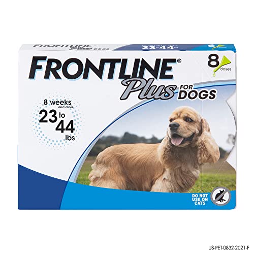 FRONTLINE Plus for Dogs Flea and Tick Treatment (Medium Dog, 23-44 lbs.) 8 Doses (Blue Box)