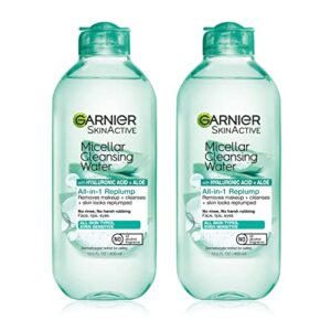 Garnier SkinActive Micellar Water with Hyaluronic Acid & Aloe, Facial Cleanser & Makeup Remover, 13.5 fl. oz, 2 count (Packaging May Vary)