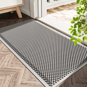 Hreasky Indoor Door Mat, Upgrade Indoor Outdoor Mats for Home Entrance, Garage, Patio, Easy Clean Floor mat, Anti Slip, Durable & Washable, Low Profile Shoes Scraper, 17"x 30", Gray