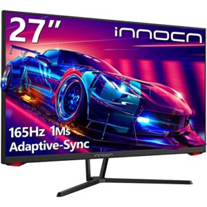 INNOCN 27" Gaming Monitor 165Hz / 144Hz / 120Hz 1920 x 1080P FHD 1ms Fast IPS G-Sync Compatible HDMI DisplayPort 99% sRGB LED Computer PC Gaming Monitor, Eye Care, VESA Mountable, Black - 27G1G