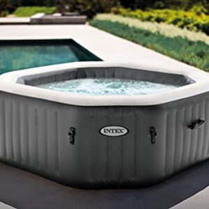 INTEX 28433EP PureSpa Bubble Massage Deluxe, Inflatable Spa Set with Energy Efficient Cover, Grey, 4-Person