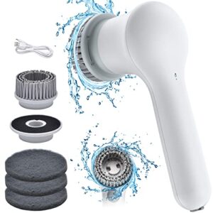 KLYLOP Electric Deep Cleaning Scrubber Sets, 150 Mins Cordless Spin Scrubber with 2 Speeds Power, Flat Brush & Scouring Pads, USB-C Electric Spin Scrubber for Bathroom Kitchen Tub Tile Window Sink