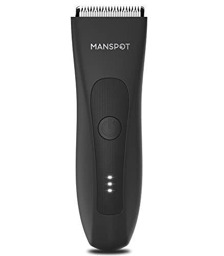 MANSPOT Groin Hair Trimmer for Men, Electric Ball Trimmer/Shaver, Replaceable Ceramic Blade Heads, Waterproof Wet/Dry Groin & Body Shaver Groomer, 90 Minutes Shaving After Fully Charged