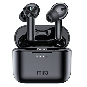 MIFA Wireless Earbuds Bluetooth Headphones 60Hrs Playtime 4 Mics Clear Call with Charging Case & LED Power Display TWS IPX7 Waterproof Stereo Earphones in-Ear Touch Control Headset for Workout, Black