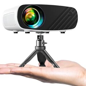 Mini Projector for iPhone, ELEPHAS 2023 Upgraded 1080P HD Projector, 8000L Portable Projector with Tripod and Carry Bag, Movie Projector Compatible with Android/iOS/Windows/TV Stick/HDMI/USB