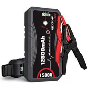 NEXPOW Car Jump Starter, 1500A Peak 12800mAh Battery Starter Q10S (Up to 7.0L Gas and 5.5L Diesel Engine), 12V Auto Battery Booster, Lithium Jump Box with LED Light/USB QC3.0