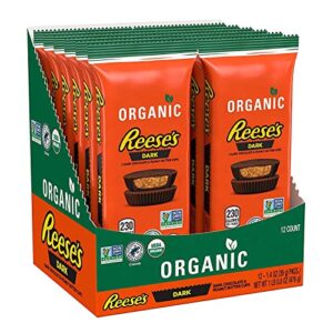 REESE'S Organic Dark Chocolate Peanut Butter Cups Candy, Individually Wrapped, 1.4 oz Packs (12 Count)