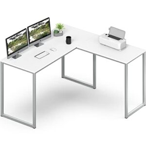 SHW 48-Inch Mission L-Shaped Home Computer Desk, White